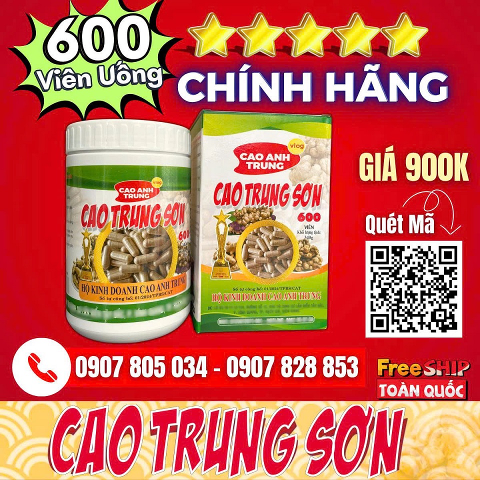 cao trung sơn chính hãng 600 viên uống Cao Trung Sơn