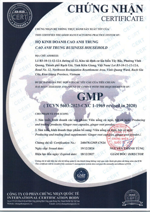 Chứng nhận GMP Cao Trung Sơn